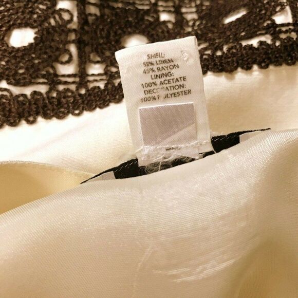 Ann Taylor Loft Linen Sleeveless Top Sz XS Empire Brown Crochet Lace Detail - Picture 5 of 6